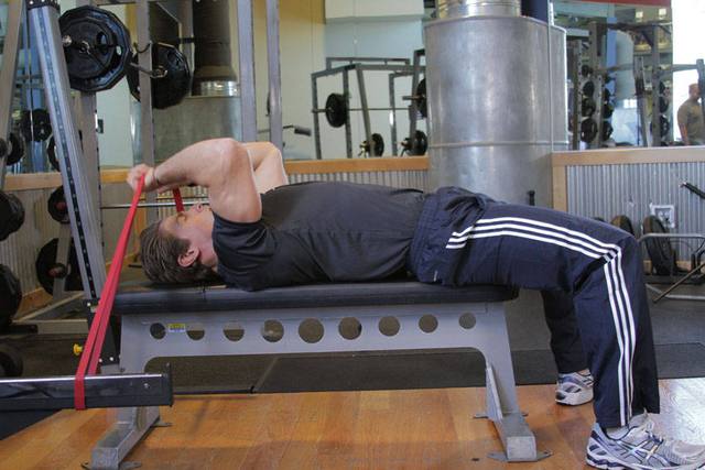 Skull crusher med elastik: Start