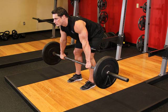 Barbell row voor de achterste schouders: Start