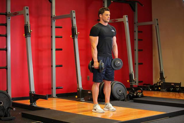 Dumbbell Romanian deadlift: Start