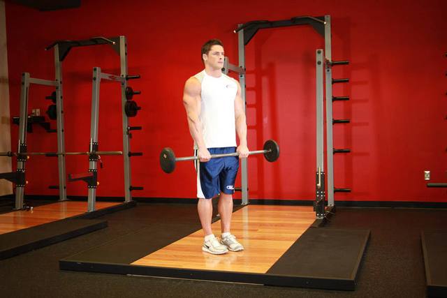 Reverse barbell curl: Start